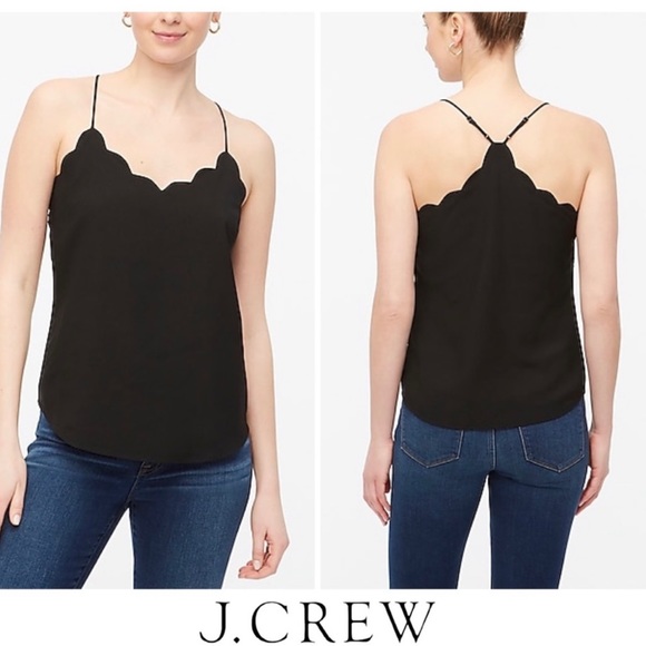 J. Crew Factory | Tops | J Crew Factory Black Scalloped Cami Top Nwt |  Poshmark